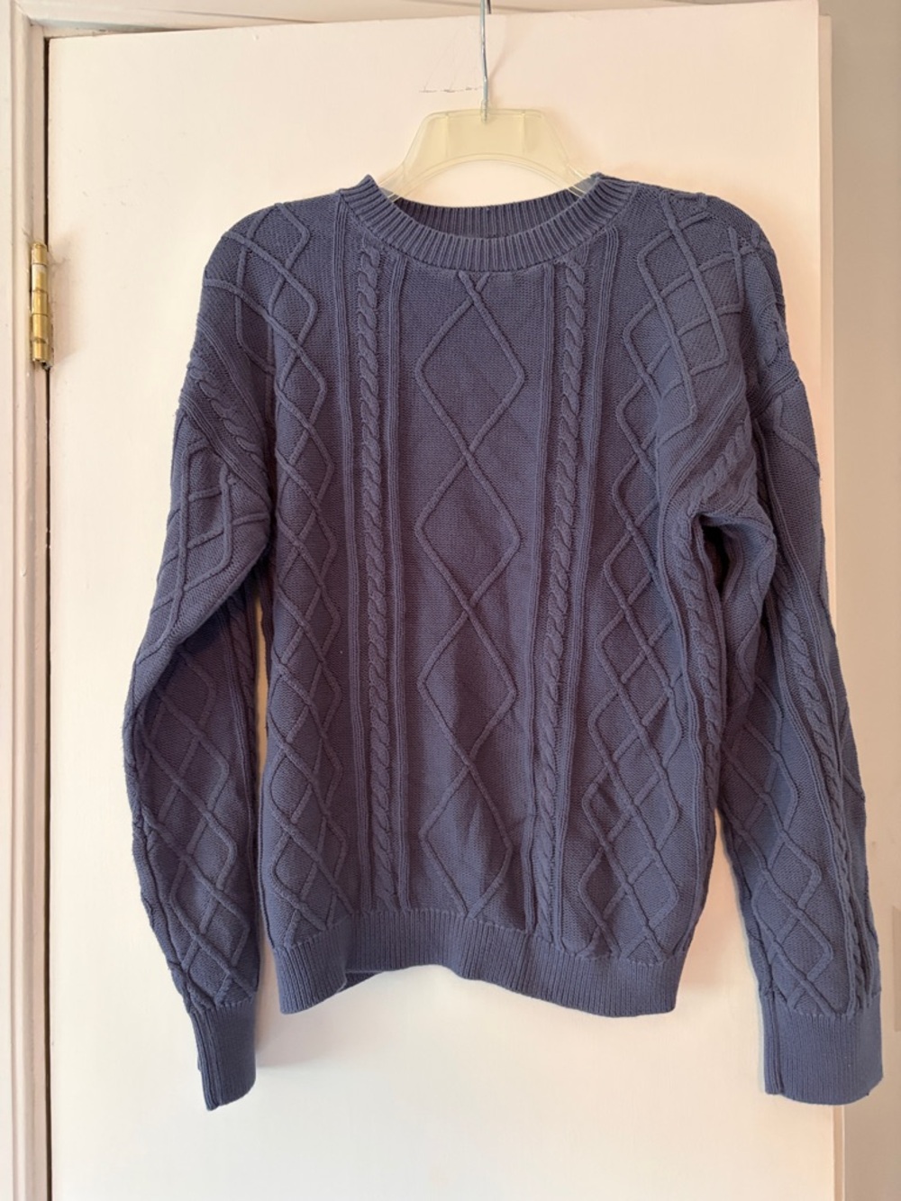 Edikted Women's Crewneck Cable Knit Sweater - Slate Blue
